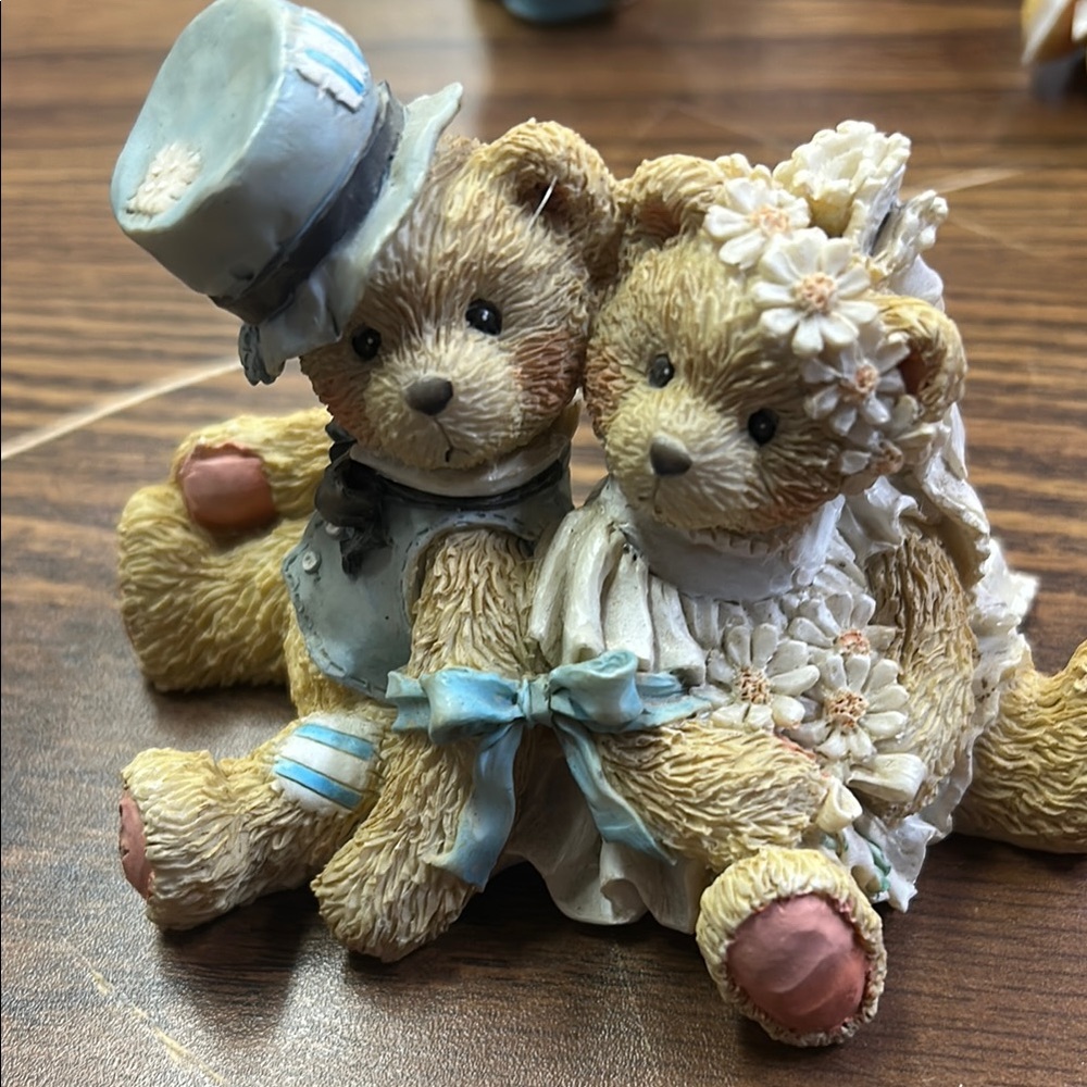 Hamilton Cream and Blue Wedding Cake Toppers